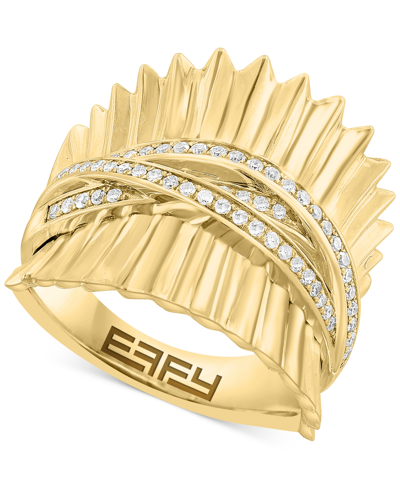 Shop Effy Collection Effy Diamond Pleated Crossover Statement Ring (1/4 Ct. T.w.) Ring In 14k Gold