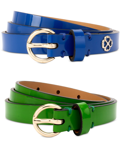 Shop Kate Spade Women's 2-pc. Patent Leather Belts In Stained Glass Blue, Green