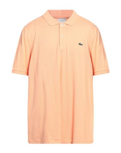 Shop Lacoste Man Polo Shirt Apricot Size 8 Cotton, Elastane In Orange
