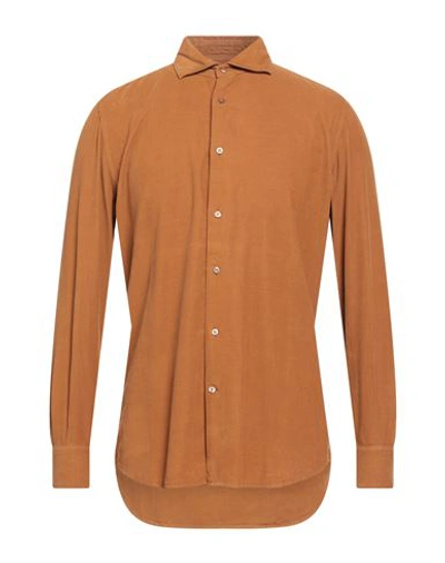 Glanshirt Man Shirt Tan Size 16 Cotton In Brown