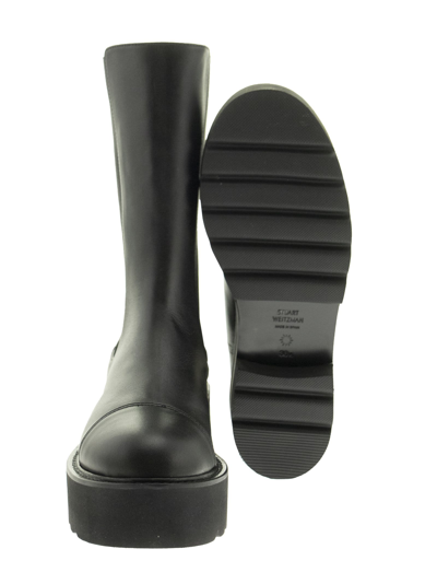 Shop Stuart Weitzman Presley Ultralift - Calf Leather Boot In Black