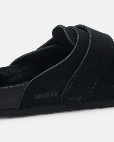 Shop Birkenstock Nagoya Suede Slippers In Black