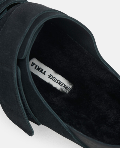 Shop Birkenstock Uji Suede And Leather Slippers In Black