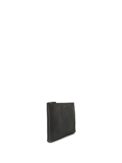 Shop Orciani Leather Clutch Bag In Nero