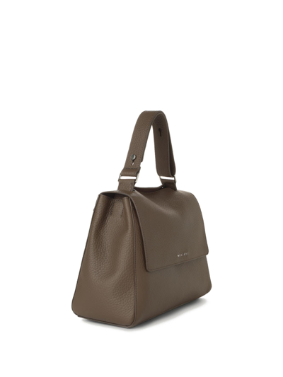Shop Orciani Sveva Medium Brown Leather Shoulder Bag In Legno