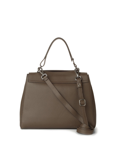 Shop Orciani Sveva Medium Brown Leather Shoulder Bag In Legno