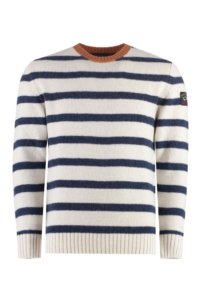 Shop Paul&amp;shark Wool-blend Crew-neck Sweater In Ivory