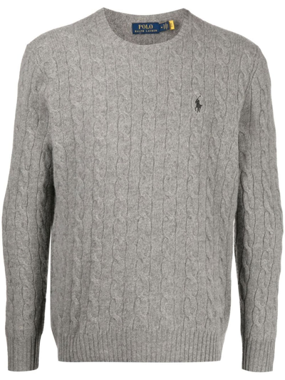Shop Ralph Lauren Grey Wool-cashmere Blend Sweater In Grigio