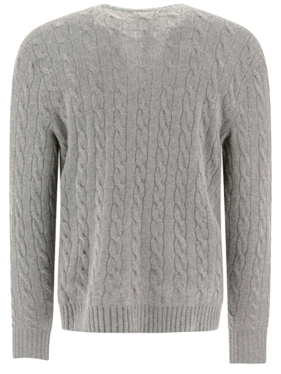 Shop Ralph Lauren Grey Wool-cashmere Blend Sweater In Grigio