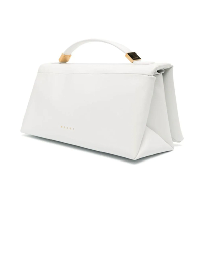 Shop Marni White Prisma Padded Leather Bag In Bianco