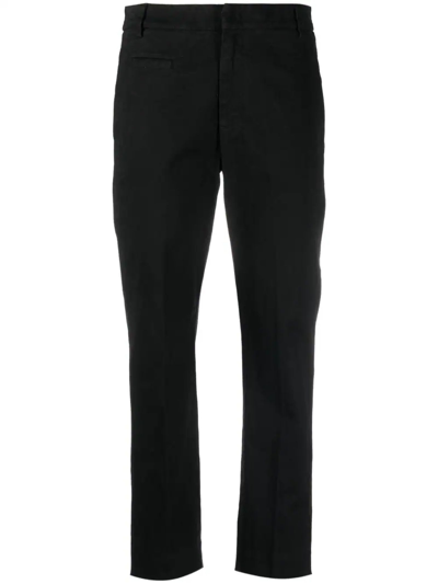 Shop Dondup Black Cotton Trousers In Nero