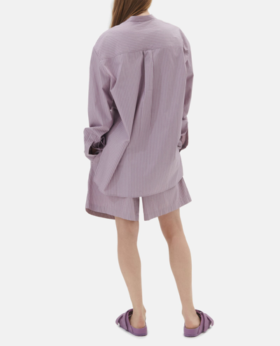 Shop Tekla Poplin Pyjamas Shorts In Purple