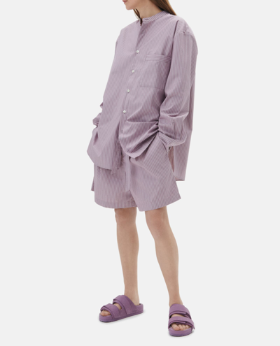 Shop Tekla Poplin Pyjamas Shorts In Purple