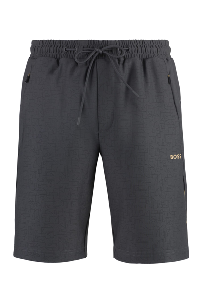 Shop Hugo Boss Hecon Techno Fabric Bermuda-shorts In Grey