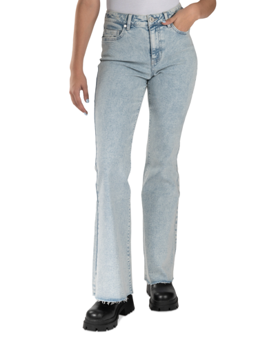 Shop Indigo Rein Juniors' High-rise Superflare Jeans In Light Blue