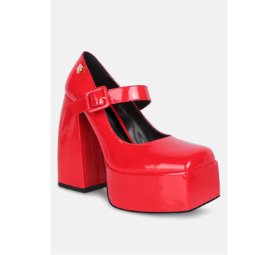 Shop Rag & Co Pablo Womens Statement High Platform Heel Mary Jane Sandals In Red