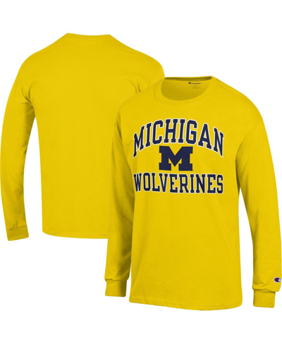 Shop Champion Men's  Maize Michigan Wolverines High Motor Long Sleeve T-shirt
