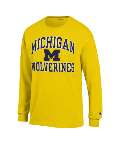 Shop Champion Men's  Maize Michigan Wolverines High Motor Long Sleeve T-shirt