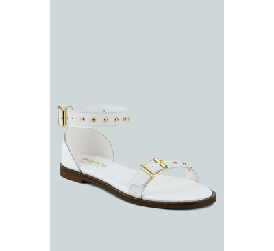Shop Rag & Co Rosemary Buckle Straps Women Flat Sandals In White