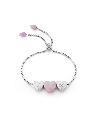Shop Luvmyjewelry Luv Me Love Heart Phospodorite Gemstone Sterling Silver Bolo Adjustable Women Bracelet In White