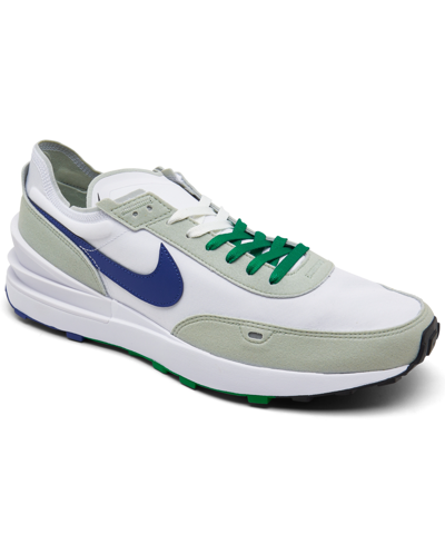 Shop Nike Men's Waffle One Casual Sneakers From Finish Line In White,royal Blue,green