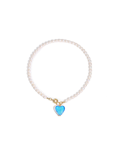 Shop Classicharms Esmee Glaze Heart Pendant Baroque Pearl Necklace In Sky Blue