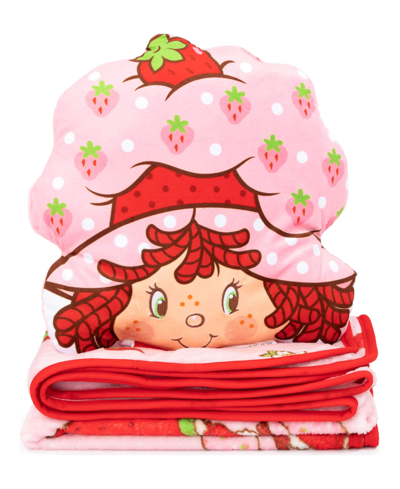 Jay Franco Strawberry Shortcake Strawberries Galore Travel 2 Piece Pillow Throw Set In Pink