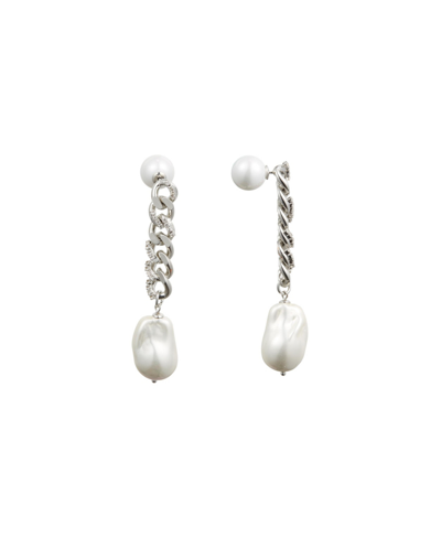 Shop Classicharms Baroque Pearl Chain Drop Earrings In Silver