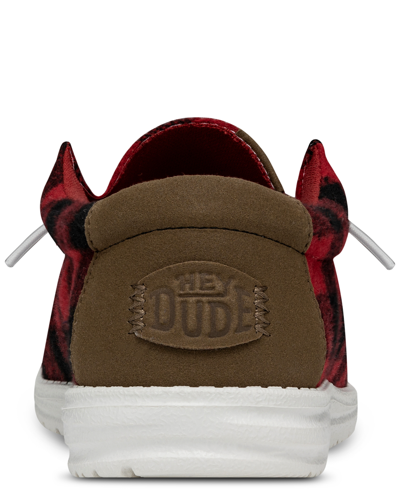 Shop Hey Dude Men's Wally Casual Moccasin Sneakers From Finish Line In Red,black