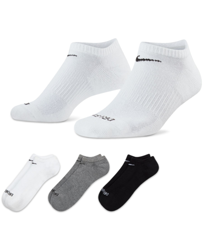 Shop Nike Men's Everyday Plus Cushion Training No-show Socks 3 Pairs In Multicolor