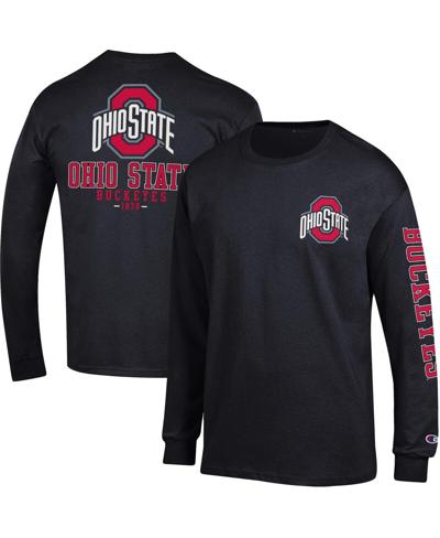 Shop Champion Men's  Black Ohio State Buckeyes Team Stack 3-hit Long Sleeve T-shirt