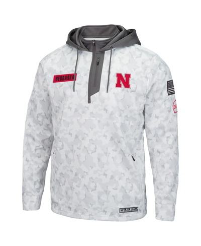 Colosseum Arctic Camo Nebraska Huskers Oht Military Appreciation Quarter-zip Hoodie In Arctic Camo