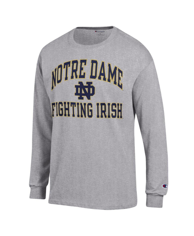 Shop Champion Men's  Heather Gray Notre Dame Fighting Irish High Motor Long Sleeve T-shirt