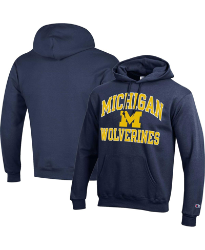 Shop Champion Men's  Navy Michigan Wolverines High Motor Pullover Hoodie