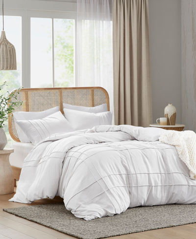 510 Design Porter Washed Pleated 3-pc. Duvet Cover Set, King In White