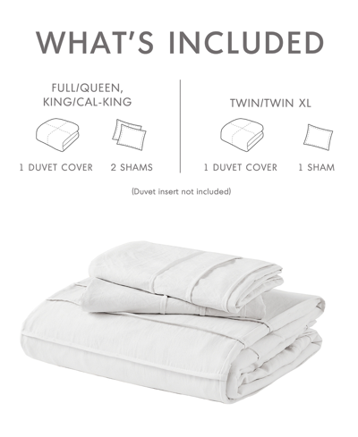 510 Design Porter Washed Pleated 3-pc. Duvet Cover Set, King In White