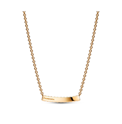 Shop Pandora Timeless 14k Gold-plated Pave Cubic Zirconia Single-row Bar Collier Necklace