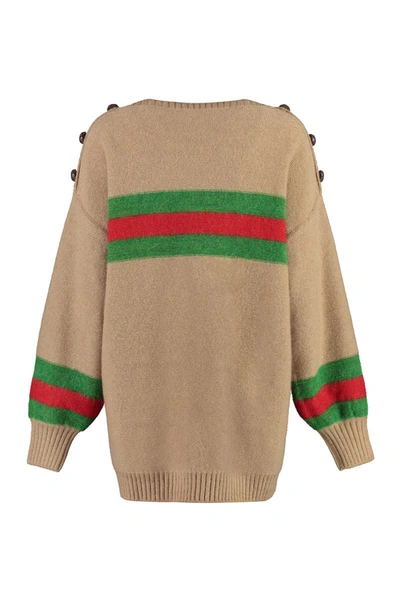 Shop Gucci Crew-neck Wool Sweater In Camel