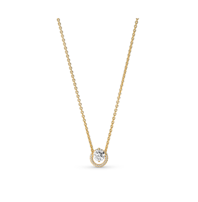 Shop Pandora Timeless 14k Gold-plated Sparkling Round Cubic Zirconia Halo Pendant Collier Necklace