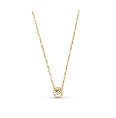 Shop Pandora Timeless 14k Gold-plated Sparkling Round Cubic Zirconia Halo Pendant Collier Necklace