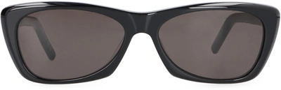 Saint Laurent Rectangular Frame Sunglasses Dark Lenses In Black
