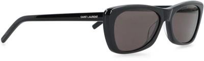 Saint Laurent Rectangular Frame Sunglasses Dark Lenses In Black