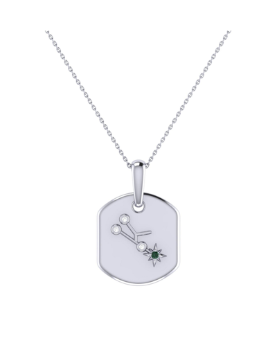 Shop Luvmyjewelry Taurus Bull Design Sterling Silver Emerald Stone Natural Diamond Tag Pendant Necklace In White