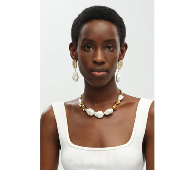 Shop Classicharms Baroque Pearl Statement Necklace In Gold