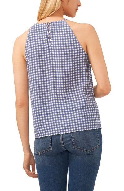Cece Checked Halter Top In Moonlight Blue