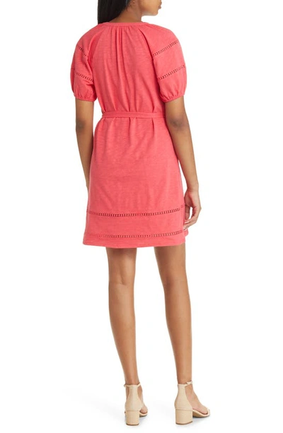 Boden Embroidered Inset Fit & Flare Cotton Dress In Pop Peony