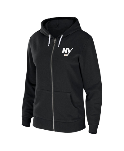 Shop Wear By Erin Andrews Women's  Black New York Islanders Sponge Fleece Full-zip Hoodie