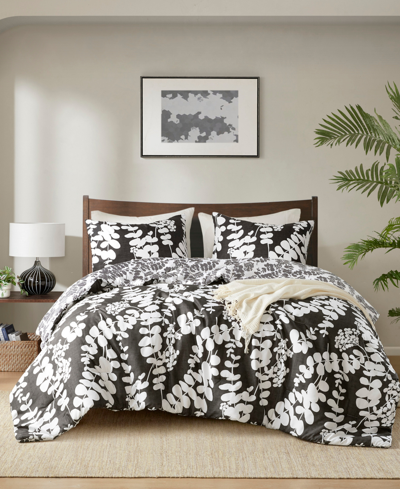 510 Design Aria Floral Print Reversible 3-pc. Comforter Set, King/california King In Black