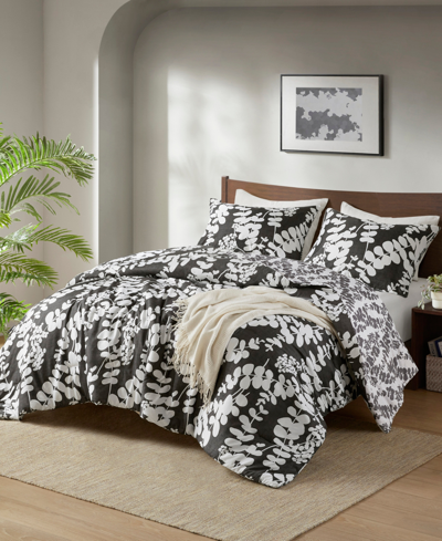 510 Design Aria Floral Print Reversible 3-pc. Comforter Set, King/california King In Black