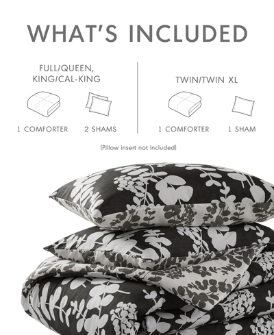 510 Design Aria Floral Print Reversible 3-pc. Comforter Set, King/california King In Black